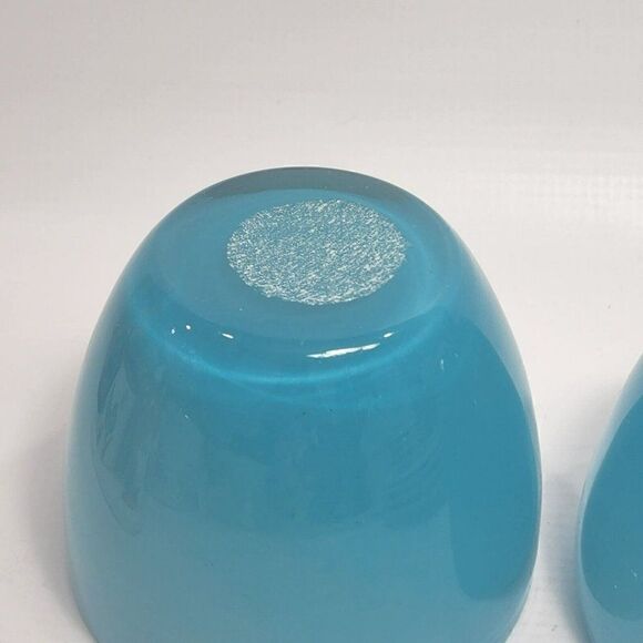 2 Light Blue 3.75" Glass Votive Tea Light Candle Holders Chunky - Picture 5 of 10